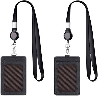 Hoto 2 pièces porte-badge en cuir, cordons rétractables et réglables, clip à dégagement