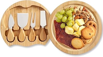 Planche à charcuterie, planche à fromage en bambou et ensemble de couteaux, 4