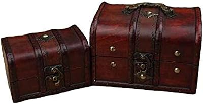 2 pièces boîte de rangement de bijoux en bois au design pirate élégant