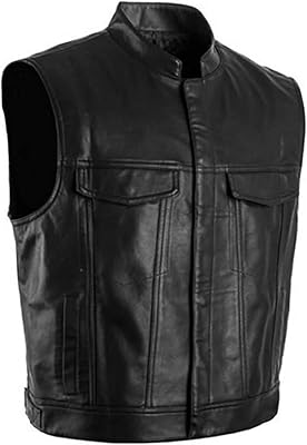 Vêtements en cuir pour hommes classique moto biker gilet hommes