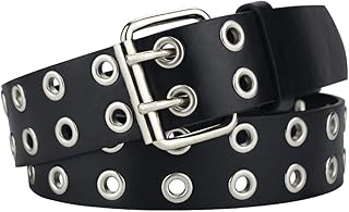 Ceintures en cuir pu à double boucle pour femmes - ceinture cloutée