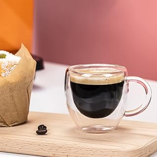 Tasses à café en verre à double paroi teamcare avec poignée, tasses à