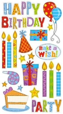 Autocollants de scrapbooking ek success sticko happy birthday party embration 27 pièces)