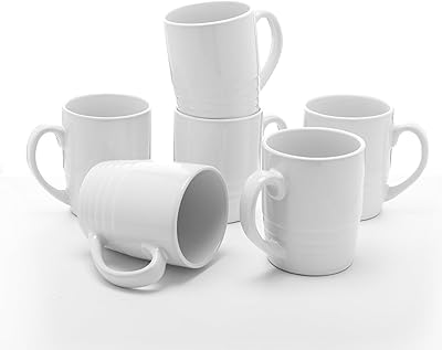Ensemble de tasses à café en céramique blanche de 6,5 oz avec poignée
