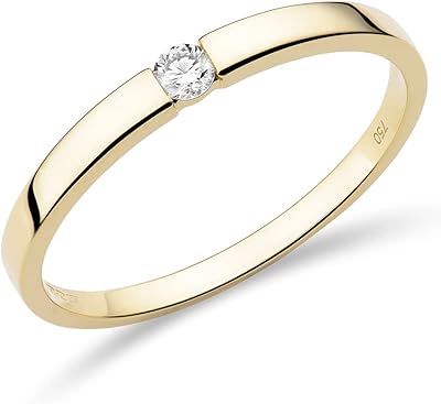 Bijoux bague de fiançailles diamant solitaire 0,05 carat pour femme en or blanc / or jaune 18 carats / or 750. Diaytar : Qualité professionnelle, prix grand public