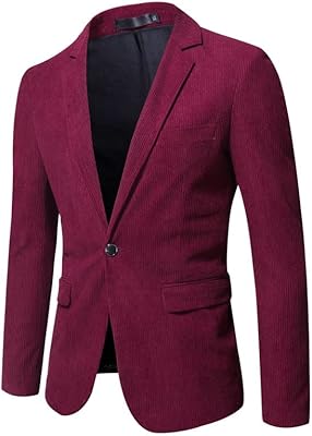 Blazer en velours uni à un bouton pour hommes, velours rayé, décontracté, coupe
