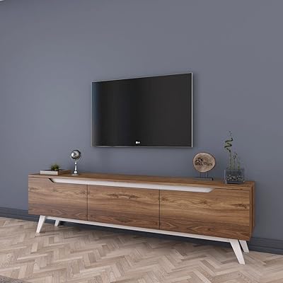 Meuble tv sur pied moderne home canvas, taille 180 cm - bois