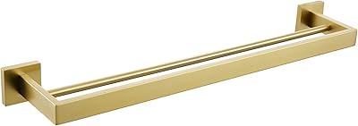 Porte-serviettes double turs pour salle de bain, porte-serviettes en acier inoxydable brossé doré