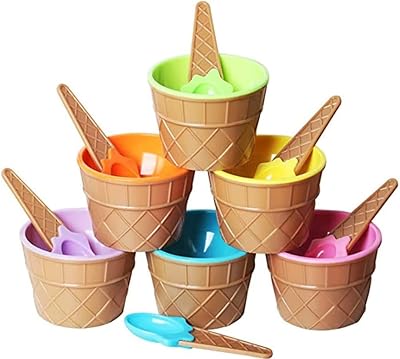 Bols à glace bixio avec cuillères, bols à dessert et cuillères assortis