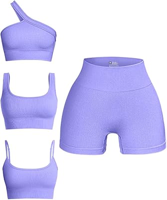 Ensemble de vêtements de sport 4 pièces pour femmes composé d'un soutien-gorge