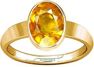 Bague avec pierres précieuses pokraj en saphir jaune réglable divya shakti pour hommes