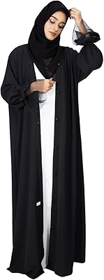 Abaya de style cardi classique sara arabia/suz-104rsv, crème - noir