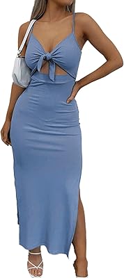 Robe longue moulante tissée sans manches pour femme avec ourlet fendu sur le côté
