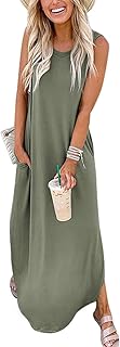 Robe longue ample décontractée sans manches pour la plage d'été avec poches