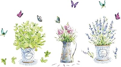 Vase de fleurs autocollant mural plante en pot stickers muraux bricolage peintures murales