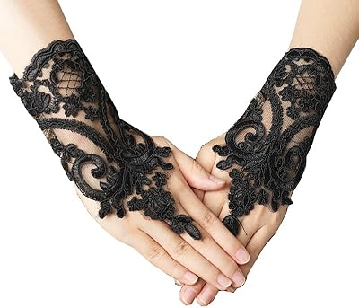 Gants en dentelle, gants en dentelle sans doigts pour mariages, douches nuptiales, gants