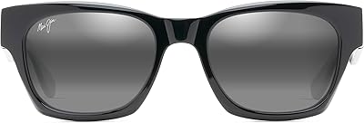 Lunettes de soleil carrées maui jim valley isle, noir brillant/gris neutre polarisé, moyen