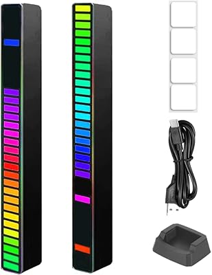 2 pièces lumières de captage de son rvb, éclairage sonore sans fil 32