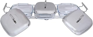 Chauffe-plats en acier inoxydable chef inox ke 70, 3 casseroles avec poignée