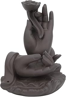 Brûleur d'encens portatif bouddha à reflux, fait à la main en céramique, support
