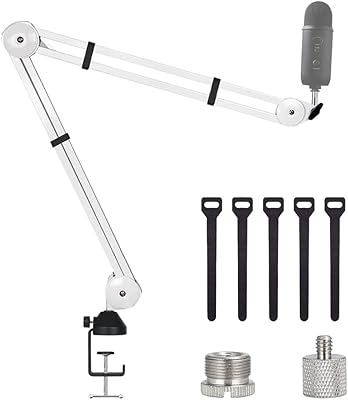 Pied de microphone à bras réglable boomage avec suspension de studio pince ciseaux