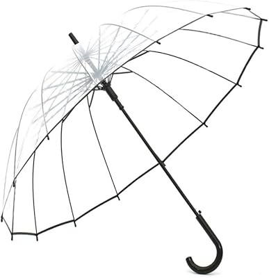 Parapluie à bulles transparent, grand parapluie à bulles 16 côtés en fibre