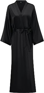 Robe longue en satin doux pour femme, robes longues en soie, peignoir kimono