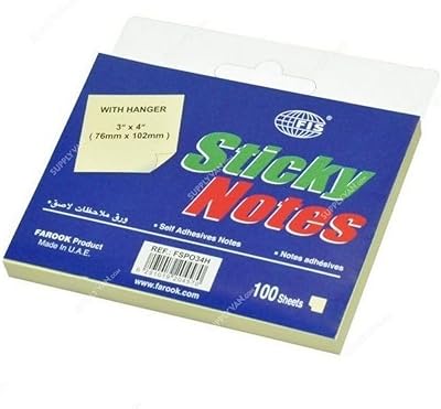 Cahier autocollant fis fsp o 34h, 100 feuilles, 3" x 4", jaune
