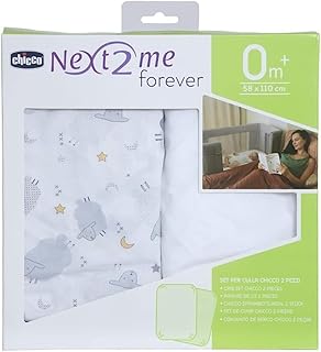 Parure de draps 2 pièces avec élastique pour chicco next2 me forever, gris