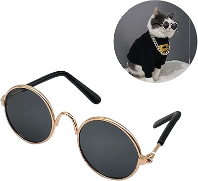 Lunettes de soleil delfino pour animaux de compagnie petites lunettes rondes en métal