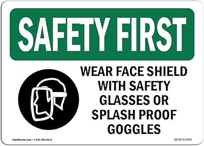 Panneau osha safety first - portez un écran facial avec sécurité avec symbole