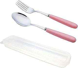Ensemble de couverts portable avec support fourchette et cuillère en acier