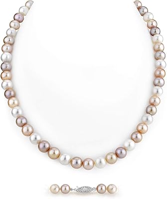 Collier de perles d'eau douce pour femme - collier de perles | long collier de perles multicolores avec de véritables perles de culture, 6,5 mm - 12 mm, perle, perle. Diaytar : Acheter moins cher n'a jamais été aussi facile
