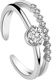 Bague en argent sterling s925 parsemée de cristaux de zircone cubique blanche