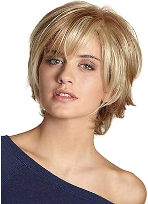 Perruque de cheveux humains courts naturels pour femme licorne blonde avec frange