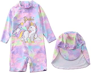 Maillot de bain une pièce licorne avec chapeau de soleil pour bébé fille