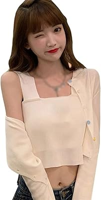 Pull d'été court sans manches à col rond pour femme de yn time