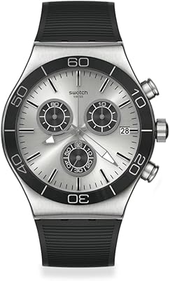 Irony new chrono, bracelet en caoutchouc à quartz en acier inoxydable, noir, montre