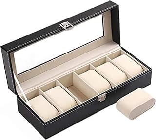 Boîte de rangement de montres pour hommes et femmes, boîtier de montre d'équipe en cuir pu à 6 emplacements, vitrine d'organisation de montres, rangement de bijoux, noir. Catalogue géant, prix mini chez Diaytar Sénégal