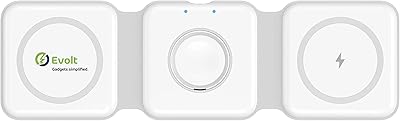 Chargeur magnétique rapide sans fil 3-en-1 evolt wc-100, 15 w, charge plusieurs appareils