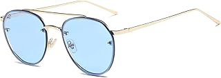 Lunettes de soleil rondes aviateur surdimensionnées classiques avec verres miroir colorés, lunettes à