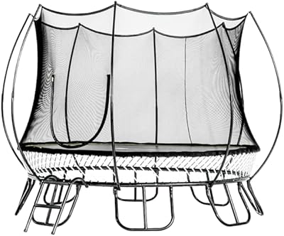 Trampoline rond sans ressorts à saut libre avec filet de sécurité et échelle