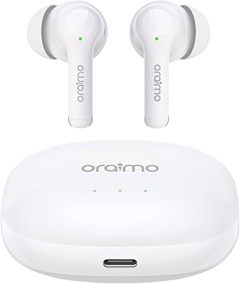 Écouteurs intra-auriculaires bluetooth sans fil oraimo avec suppression du bruit, autonomie de 36