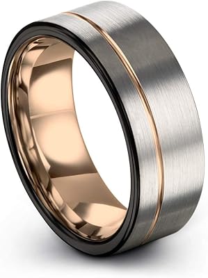 Bague de mariage en tungstène 9 mm pour hommes et femmes, plaqué or