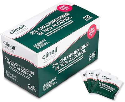 Lingettes humides clenil 70 % chlorhexidine 2 % 240 sachets emballés individuellement