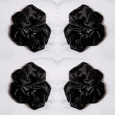 4 attaches à cheveux en satin de soie élastiques pour queue de cheval