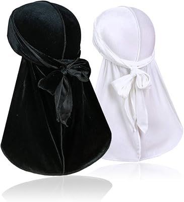 Lot de 2 bandeaux durag en velours pour hommes - bandeaux durag doux