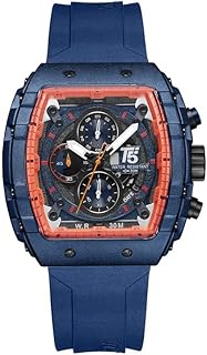 Montre chronographe pour homme avec bracelet en silicone, 22 mm bleu, h3856g-blublu, bleu