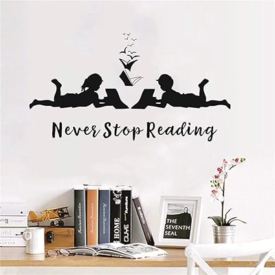 Uilmniy décor à la maison fille et garçon livre de lecture autocollant mural n'arrêtez pas de lire éducation autocollant mural pour chambre salle d'étude mur d'étude en vinyle mur afn35 (noir). Diaytar Sénégal : Des produits pour toute la famille à prix cassés