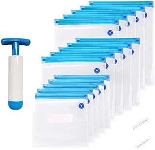 O 2 pack gratuit de sacs sous vide 15 pièces sacs sous vide réutilisables à fermeture éclair pour le stockage et la cuisson des aliments sans bpa avec pompe et 2 clips de fermeture. Diaytar Sénégal : Achetez plus, dépensez moins